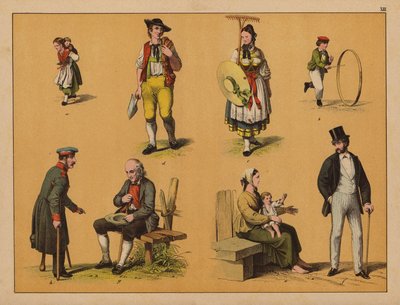 Ludzie (litografia kolorowa) autorstwa (after) German School