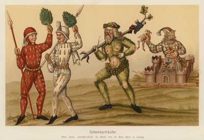 Schembart Carnival, Norymberga (kolorowa litografia) autorstwa (after) German School
