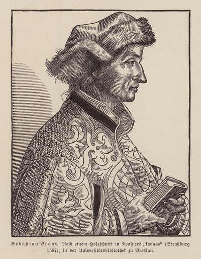 Sebastian Brant, niemiecki renesansowy humanista i satyryk. (drzeworyt) autorstwa (after) German School