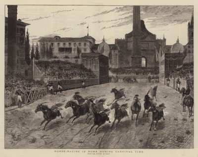 Wyścigi konne w Rzymie w okresie karnawału (rytowanie) autorstwa (after) Italian School