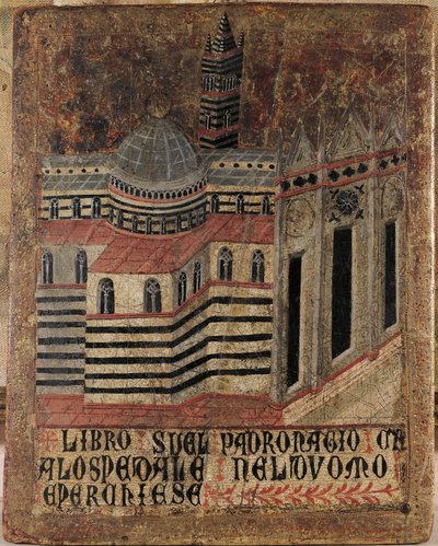 Włochy, Siena, katedra, obraz na drewnie, reprodukcja na tabliczce Biccherna autorstwa (after) Italian School