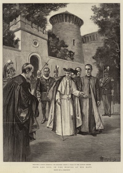 Papież Leon XIII zimą swoich dni (rycina) autorstwa (after) Italian School