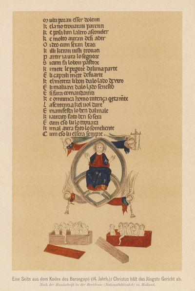 Sąd Ostateczny Jezusa Chrystusa (kolorowa litografia) autorstwa (after) Italian School