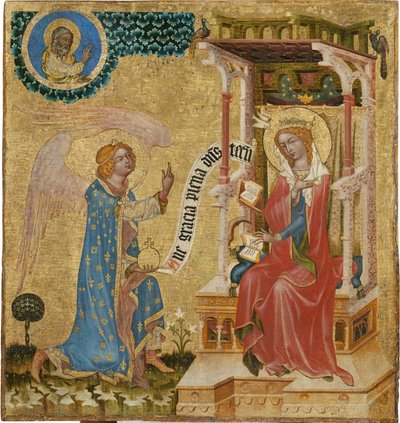 Zwiastowanie - pan z Hohenfurtu (maître de Vyssi Brod) (czynny ok. 1350). Tempera na desce, ok. 1350. Galeria Narodowa, Praga autorstwa (aka master of Hohenfurt) Master of Vyssi Brod