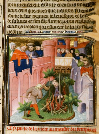 Cott Nero E II pt.2 fol.105 Spalenie mistrza templariuszy, z 