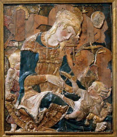 Madonna z Dzieciątkiem płaskorzeźba (terakota) autorstwa (attr. to) Donatello