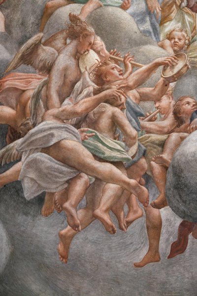 Kąty grające na instrumentach muzycznych, detal 3660852 autorstwa (c.1489 1534) Correggio