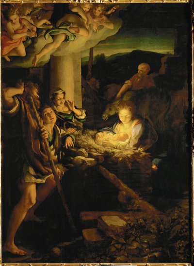 Święta Noc. Adoracja pasterzy (obraz na drewnie topoli) autorstwa (c.1489-1534) Correggio