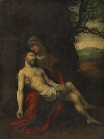 Pieta, ok. 1520-30 (olej na panelu) autorstwa follower of Correggio