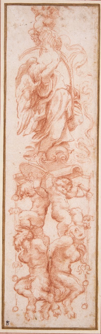 Dekoracja groteskowa na żebro sklepienia (czerwona kreda na białym papierze) autorstwa (c.1489 1534) Correggio