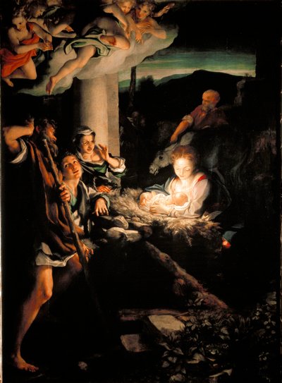 Święta Noc (Nativite). Obraz Antonio Allegri dit Il Correggio (The Correge autorstwa (c.1489 1534) Correggio