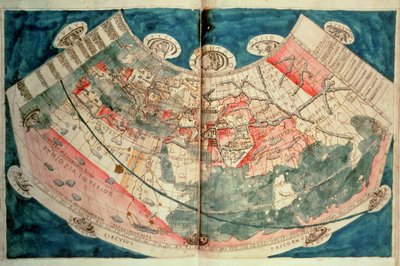 Mapa świata na podstawie opisu Ptolemeusza (akwarela) autorstwa (c.90 168)(after) Ptolemy