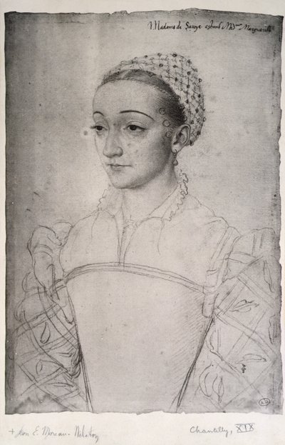 Marguerite de France (1523-74) (ołówek na papierze) autorstwa (studio of) Clouet