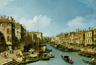 Canal Grande w pobliżu mostu Rialto, Wenecja, ok. 1730 autorstwa Giovanni Antonio Canal