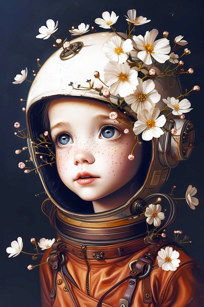 dziecko astronauta na planecie Kwiaty, niestandardowe rozmiary druku zdjęć autorstwa F. Abderrahim