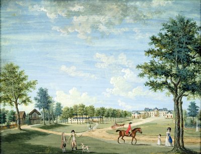 Zamek Raincy, stajnie i rosyjska wieś, ok. 1754-93 autorstwa 1717 1806 Carmontelle
