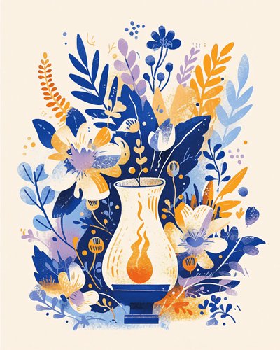 Śliczna dekoracja domu Retro Floral Ghost z estetycznymi grafikami ściennymi Boho autorstwa F. Abderrahim