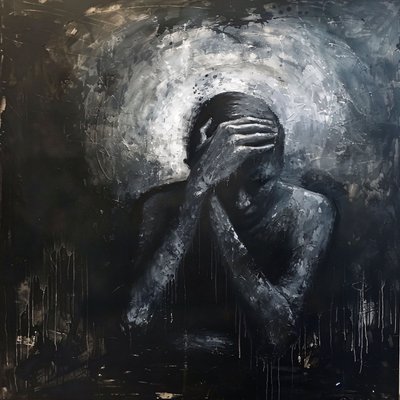 Abstrakcyjny surrealizm czarno-ciemny chaos na plakaty i grafiki ścienne autorstwa F. Abderrahim