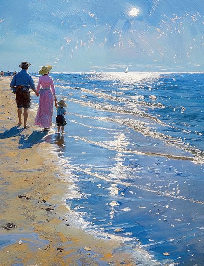 Krajobraz z zaciszną plażą, dekoracja ścienna do każdego pomieszczenia autorstwa F. Abderrahim