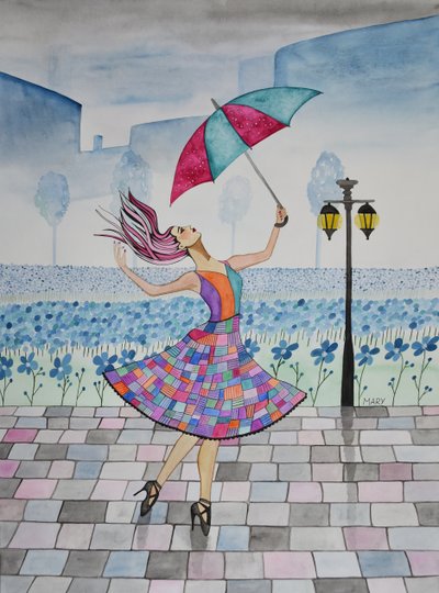 Tańczy w deszczu autorstwa Marys Watercolors
