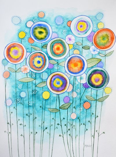 Kwiaty abstrakcyjne autorstwa Marys Watercolors