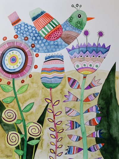 Szalony ptak autorstwa Marys Watercolors