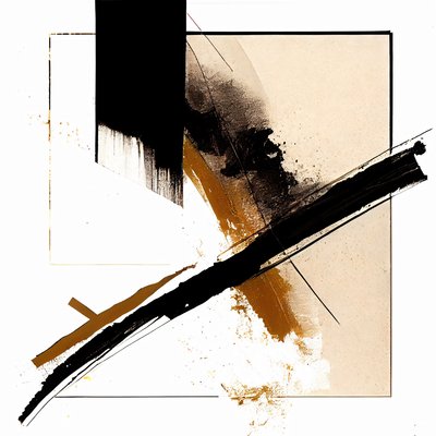 Czarno-beżowa grafika ścienna Diagonal Strokes, wydruk na płótnie na zamówienie autorstwa F. Abderrahim