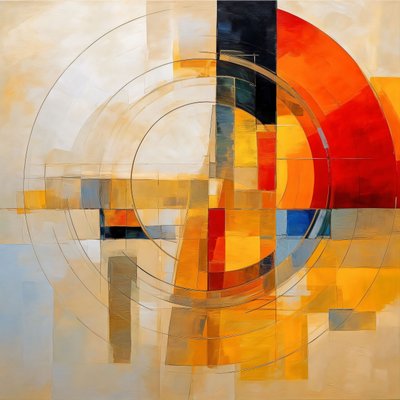 Czerwone żółte niebieskie koło abstrakcyjne płótno, nowoczesna ściana Home Decor autorstwa F. Abderrahim
