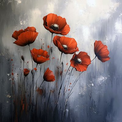 Red Poppies Canvas Wall Art Modern, dekoracje ścienne do każdego pomieszczenia autorstwa F. Abderrahim