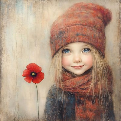 Dziewczynka w polu maków ze zdjęciem dziewczynki w kwiatach, dekoracja ścienna Home Decor autorstwa F. Abderrahim