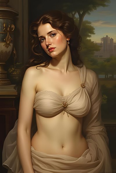 Pełne ciało piękna kobieta z profilu w miłości, Fantasy, surrealizm obraz, dekoracja ścienna drukuje autorstwa F. Abderrahim