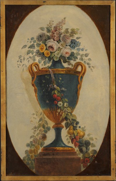 Wazon kwiatów drapowany girlandami, XVIII wiek. autorstwa 18th century . French Painter
