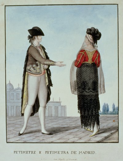 Szlachcianka i szlachcianka z Madrytu, k. XVIII w. (wc na papierze) autorstwa 18th century Naples school