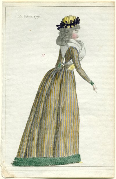 nowości modowe Dziennik Mody i Smaku, 10 października 1792, zeszyt 23, pl. 1 autorstwa A.B. Duhamel (possibly)