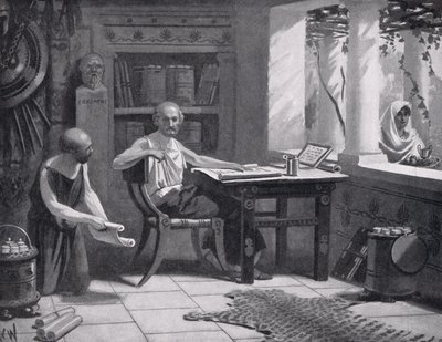 Ksenofont dyktujący swoją historię, ilustracja z „Historia Narodów Hutchinsona”, 1915 autorstwa A.C. Weatherstone