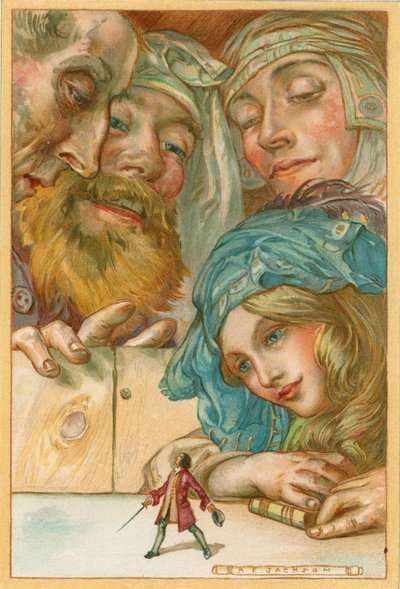Scena z Podróży Guliwera autorstwa Jonathana Swifta, 1911 autorstwa AE Jackson