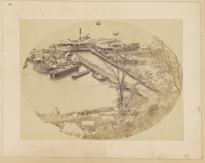 [Dolne nabrzeże, Belle Plain, Korpus Budowlany USMRR] [16 maja 1864 r.]. autorstwa A.J. Russell