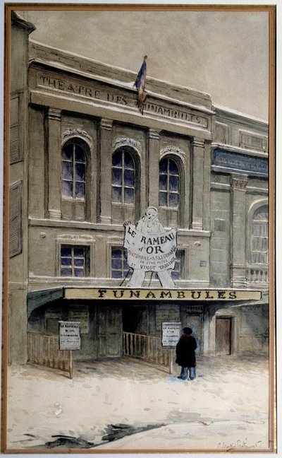 Widok na Theatre des Funambules na bulwarze Crime (boulevard du Temple w Paryżu). Akwarela Adolphe (1828-1883) Paryż. Muzeum Karnawału autorstwa A.P. Martial