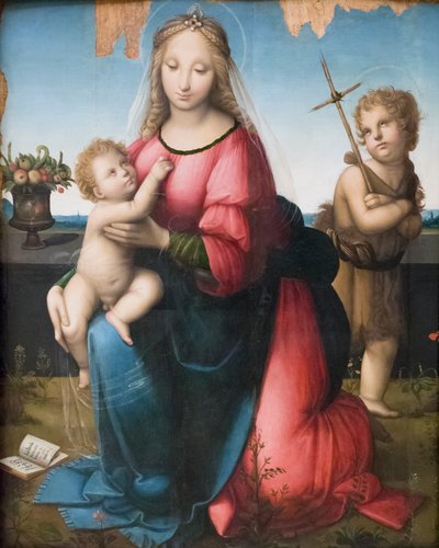 Madonna z Dzieciątkiem i św. Janem, Andrea Piccinelli znany jako il Brescianino (olej na desce) autorstwa A. (1485 c.1525) Piccinelli