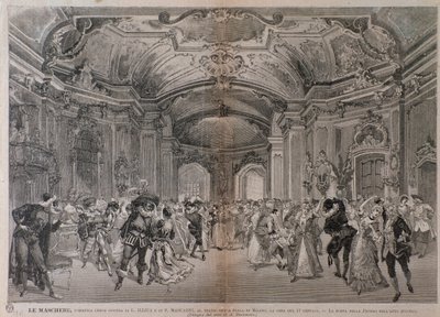 Ilustracje do opery Le Maschere Pietro Mascagniego do spektaklu w teatro alla Scala w Mediolanie autorstwa A. (after) Bonamore