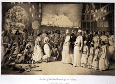 Święto Bogini Dourgi w Kalkucie, z „Podróży po Indiach”, ryt. Louis Henri de Rudder (1807-81) wyd. w Londynie autorstwa A. (after) Soltykoff