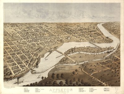 Appleton, hrabstwo Outagamie, Wisconsin, 1867 r. LOC 73694533 autorstwa A.; Chicago Lithographing Co. Ruger