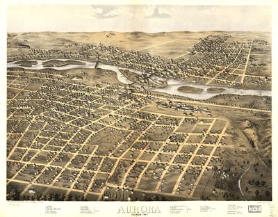 Aurora, Illinois 1867 r. LOC 73693341 autorstwa A.; Chicago Lithographing Co. Ruger