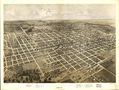 Bloomington, Illinois 1867 r. LOC 73693345 autorstwa A.; Chicago Lithographing Co. Ruger