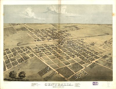 Centralia, Marion Co., Illinois 1867. LOC 73693347 autorstwa A.; Chicago Lithographing Co. Ruger