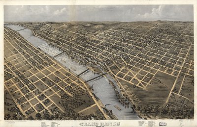 Grand Rapids, Michigan 1868. LOC 73693428 autorstwa A.; Chicago Lithographing Co. Ruger