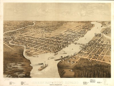 Green Bay i Fort Howard, Brown Co., Wisconsin 1867 r. LOC 73694541 autorstwa A.; Chicago Lithographing Co. Ruger