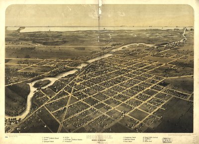 Monroe, Monroe Co., Michigan 1866 r. LOC 73693438 autorstwa A.; Chicago Lithographing Co. Ruger
