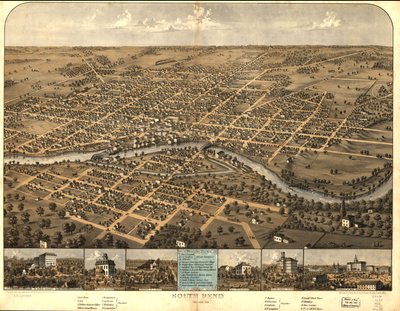 South Bend, Indiana 1866. autorstwa A.; Chicago Lithographing Co. Ruger