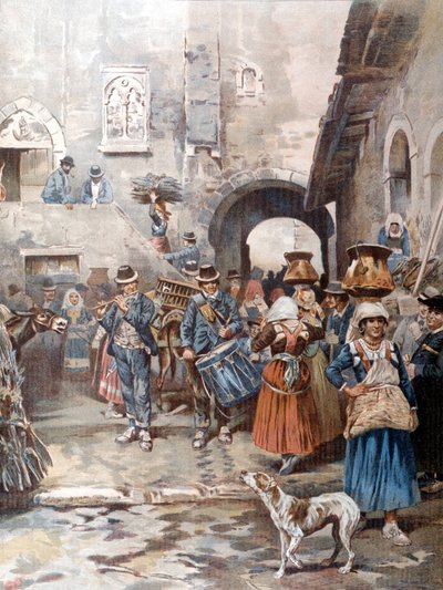 Wigilia Bożego Narodzenia na rzymskiej wsi 100 lat temu. autorstwa A. Coleman
